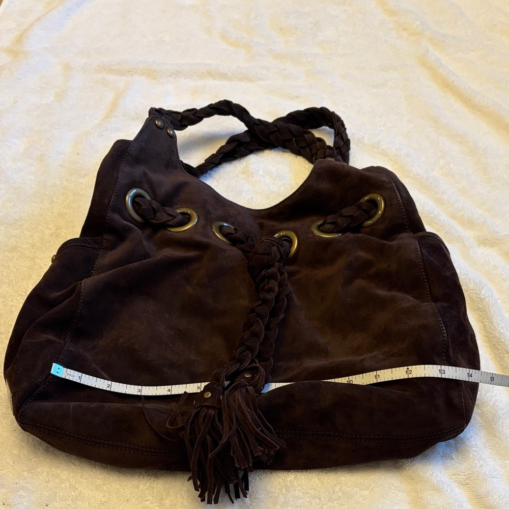 Kooba Chocolate Suede Braided Hobo with Tassel